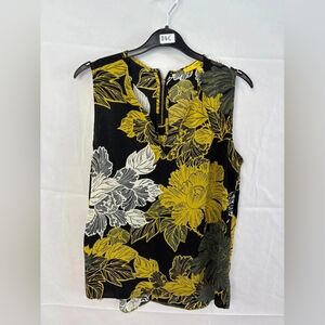 Floral Sleeveless Top - Black, Yellow, White